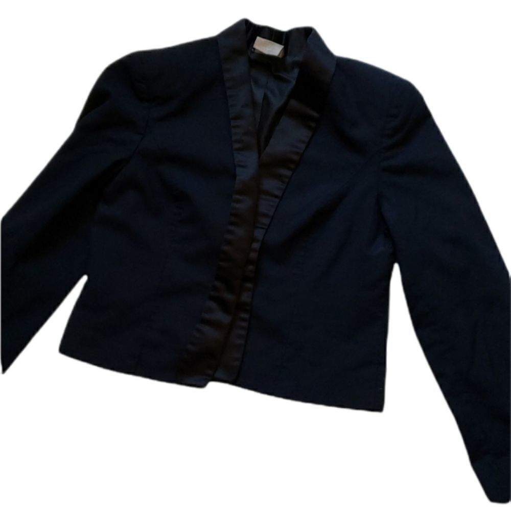 Cropped Navy Blazer Black Trim